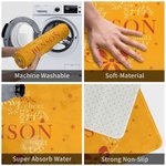 Paillasson Antidérapant Multicolore Personnalisé avec Nom de Famille Vœux Joyeux en Couronne de Gui Décoration d'Intérieur Cadeau Noël pour la Famille