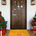 Paillasson Antidérapant Multicolore Personnalisé avec Nom de Famille Vœux Joyeux en Couronne de Gui Décoration d'Intérieur Cadeau Noël pour la Famille