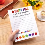 Personalised Happy Mail From The Teacher Name Notepad with Apple Design Teacher's Day Appreciation Stationery Accessory Gift for Teacher