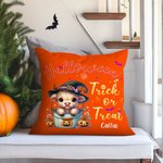 Calabazas personalizadas Highland Vaca Suave Funda de almohada con nombre Decoración para el hogar Halloween Regalo de inauguración de la casa para la