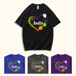 Personlig Halloween Ghosts Family Heart Design T-Shirt Sweatshirt Hoodie med 1-13 Namn Halloween Present till mamma mormor
