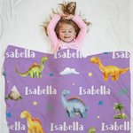 Suave manta personalizada con el nombre del dinosaurio Cumpleaños Baby Shower Back To School Regalo para niños Niñas