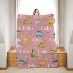 Suave manta personalizada con el nombre del dinosaurio Cumpleaños Baby Shower Back To School Regalo para niños Niñas