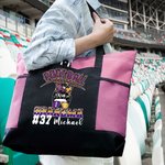 Personalised Multicolor Football Grandma Large Tote Bag with Name and Number Birthday Gift for Sports Lover Grandma