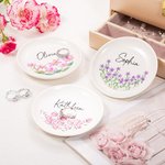 Personalizada Nacimiento Flor Cluster Baratija de cerámica Joyería Plato con Nombre Estética Decoración para el Hogar Cumpleaños Boda Dama de honor Re