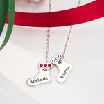 Personalised Christmas Stocking Pendant Necklace with Engraved Name and Birthstone Christmas Birthday Gift for Women