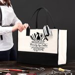 Gepersonaliseerde Floral Hair Cut Tool Design Canvas Grote Tas met Tekst Verjaardag Werk Accessoires Cadeau voor Kapper