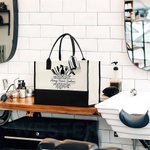 Gepersonaliseerde Floral Hair Cut Tool Design Canvas Grote Tas met Tekst Verjaardag Werk Accessoires Cadeau voor Kapper