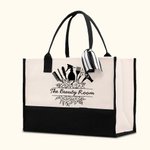 Gepersonaliseerde Floral Hair Cut Tool Design Canvas Grote Tas met Tekst Verjaardag Werk Accessoires Cadeau voor Kapper