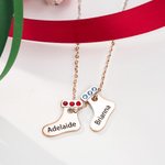 Personalised Christmas Stocking Pendant Necklace with Engraved Name and Birthstone Christmas Birthday Gift for Women