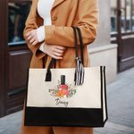 Personalized Manicure Canvas Tote Bag with Waterproof Liner Birthday Gift for Manicurist Women