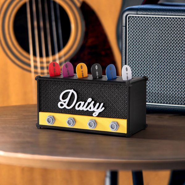 Personalizado 3D Impreso Guitar Amp Modelo Púas de Guitarra Plectrums Holder Display con Nombre Regalo de Cumpleaños para Guitarristas Amantes de la M