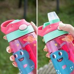 Personalised Colourful Cartoon Photo Name 475ml Kid's Water Bottle with Silicone Straw and Handle Birthday Back to School Gift for Boys Girls