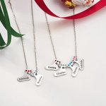 Personalised Christmas Stocking Pendant Necklace with Engraved Name and Birthstone Christmas Birthday Gift for Women
