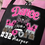 Personalisierte Multicolor Dance Mom Stylish Durable Tote Bag mit Namen und Nummer Geburtstag Geschenk für Tanzliebhaber Mutter