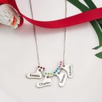 Personalised Christmas Stocking Pendant Necklace with Engraved Name and Birthstone Christmas Birthday Gift for Women