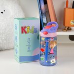 Personalised Colourful Cartoon Photo Name 475ml Kid's Water Bottle with Silicone Straw and Handle Birthday Back to School Gift for Boys Girls