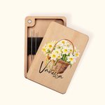 Personalizada Nacimiento Flor Cesta Ramo de madera magnética caja de agujas con nombre cumpleaños aniversario regalo para los amantes de la costura