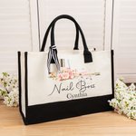 Personalized Manicure Canvas Tote Bag with Waterproof Liner Birthday Gift for Manicurist Women