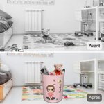 Panier à Linge Imperméable Personnalisé avec Personnage et Nom Panier de Rangement avec Anse Cadeau Anniversaire Pendaison de Crémaillère pour Famille