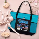 Personalisierte Multicolor Dance Mom Stylish Durable Tote Bag mit Namen und Nummer Geburtstag Geschenk für Tanzliebhaber Mutter