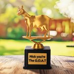 Personalized Greatest of All Time Goat Trophy with Name Desk Decor Birthday Gift for Family Friend Salesperson