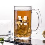 Henkilökohtainen monogrammi Initial Design 16.6oz olut lasi kaiverrettu nimi ja kahva Syntymäpäivä Home Keittiö tarvikkeet lahja isälle isoisä oluen rakastaja