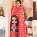 Couverture Douce Multicolore Personnalisée avec Personnage Fleur de Naissance et Nom Cadeau Anniversaire Fête Noël pour Enfant Famille