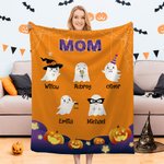 Couverture Polaire Sherpa Personnalisée avec Surnom et 1-9 Noms Décoration à l'Intérieur Style Fantômes Cadeau Halloween pour Famille Enfant