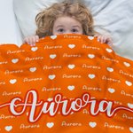 Personalized Heart Icon Multicolor Name Soft Throw Blanket Birthday Christmas Gift for Boys Girls Family