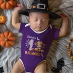 Gepersonaliseerd Pompoen Hoogland Koe Spinnenweb 100% Katoenen Baby Rompertje met Naam Schattig Festival Kostuum 1e Halloween Cadeau voor Pasgeborenen