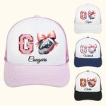 Personalized Go Disco Sport Ball Coquette Bow Lorryer Hat Mesh Baseball Cap with Adjustable Snapback and Name Birthday Gift for Women Girls