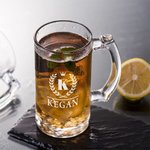 Henkilökohtainen monogrammi Initial Design 16.6oz olut lasi kaiverrettu nimi ja kahva Syntymäpäivä Home Keittiö tarvikkeet lahja isälle isoisä oluen rakastaja