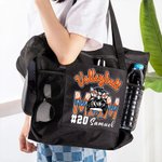 Gepersonaliseerde Cartoon Volleybal Sport Strik Mama Draagtas met Naam en Mesh Bag Game Day Accessoires Cadeau voor Cheer Mama