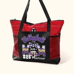 Gepersonaliseerde Cartoon Volleybal Sport Strik Mama Draagtas met Naam en Mesh Bag Game Day Accessoires Cadeau voor Cheer Mama