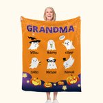 Couverture Polaire Sherpa Personnalisée avec Surnom et 1-9 Noms Décoration à l'Intérieur Style Fantômes Cadeau Halloween pour Famille Enfant