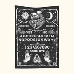Personnalisé Sun Moon Hugging Skeleton Ouija Board Throw Blanket with Name Gothic Home Decor Halloween Wedding Gift for Couple Ouija Lovers