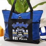 Gepersonaliseerde Cartoon Volleybal Sport Strik Mama Draagtas met Naam en Mesh Bag Game Day Accessoires Cadeau voor Cheer Mama