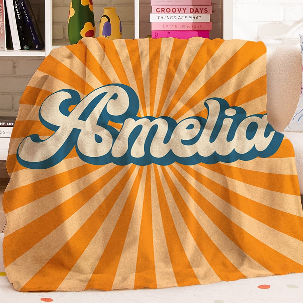 Couverture douce personnalisée Multicolore Sunburst Shadow Name Home Decor Birthday Back to School Gift for Kids