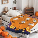 Couverture Polaire Sherpa Personnalisée avec Surnom et 1-9 Noms Décoration à l'Intérieur Style Fantômes Cadeau Halloween pour Famille Enfant