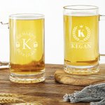 Henkilökohtainen monogrammi Initial Design 16.6oz olut lasi kaiverrettu nimi ja kahva Syntymäpäivä Home Keittiö tarvikkeet lahja isälle isoisä oluen rakastaja