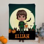 Personalized Devil Vampire Witch Cartoon Character Soft Throw Blanket with Name Home Decor Halloween Party Gift for Kids