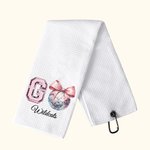 Personalized Go Disco Bow Baseball Football Basketball Quick Dry 100% Cotton Waffle Sport Towel with Hanging Loop Gift for Women Sport Lovers