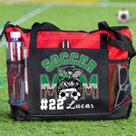 Personalised Multicolor Football Soccer Mom Large Capacity Leopard Print Mesh Belt Tote Bag with Name and Number Birthday Gift for Women