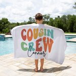 Personalized Colourful Cousin Crew Quick Dry Oversized Beach Towel with Name Summer Travel Essential Gift for Family Kids