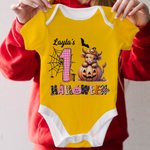 Gepersonaliseerd Pompoen Hoogland Koe Spinnenweb 100% Katoenen Baby Rompertje met Naam Schattig Festival Kostuum 1e Halloween Cadeau voor Pasgeborenen