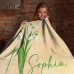 Personalized Birth Flower Soft Throw Blanket with Name Birthday Bachelorette Party Gift for Women