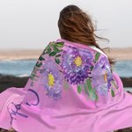 Personalized Birth Flower Soft Throw Blanket with Name Birthday Bachelorette Party Gift for Women