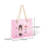 Personalised Cartoon Character Birth Flower Neon Laser Clear Large Tote Bag with Name Wedding Party Travel Accessories Gift for Her