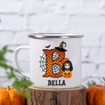 Tasse en émail personnalisée sorcière fantôme personnage de dessin animé Cadeau d'Halloween pour garçons filles